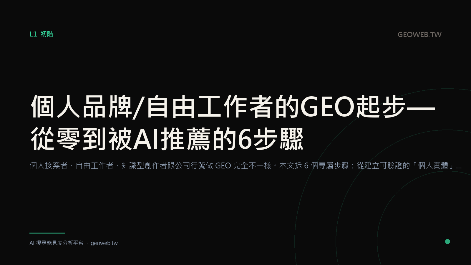 Personal Brand / Freelancer GEO — The 6-Step Path from Zero to Being Recommended by AI